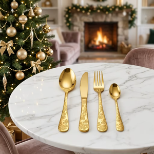 Warm Toned Elegant Stainless Steel Cutlery Set Flatware Set Eco-Friendly Premium Quality for Party and Housewarming Gifts - Product Image 4