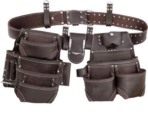 Carpenter Electrician's <b>Leather</b> <b>Tool</b> Bag Set <b>Tool</b> Belt with 2 <b>Tool</b> Pouches - Product Image 1