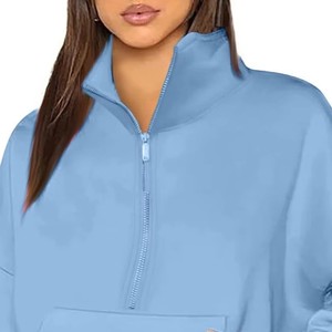 Sweat-shirt surdimensionné épais à fermeture éclair quart de col personnalisé pour femme, prix de gros bas, OEM personnalisé 2026 - Product Image 3