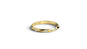 Anillo de Diamantes Baguette de Oro de 18K de Lujo, Anillo de Eternidad con Borde Biselado, Anillo de Boda Apilable, Regalo de Joyería para Mujer - Product Image 1