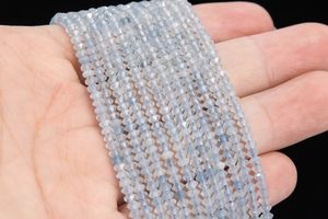 Perles d'aigue-marine bleues, pierres précieuses naturelles authentiques, perles rondes en vrac, brin complet, vente en gros, fabrication de bijoux - Product Image 3