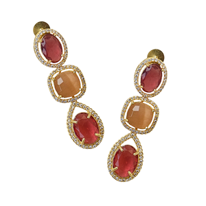 Boucles d'oreilles pendantes goutte d'eau en zircone style Bohème, plaqué or 18 carats, laiton, bijoux fantaisie, pierres colorées, design unique - Product Image 4