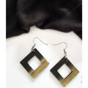 Pendientes Colgantes Cuadrados de Madera de Calidad de Exportación, Joyería Elegante y Moderna para Damas, Uso Diario y Nocturno, a Precio Descontado - Product Image 2