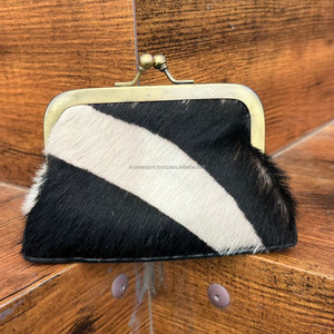 Monedero de piel auténtica con estampado de animales personalizado para mujer, Monedero de piel de vaca, monedero con hebilla, cierre de beso, novedad de 2024 - Product Image 2