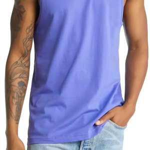 Camiseta sin Mangas con Cuello Redondo para Hombre, Informal, Transpirable, 100% Algodón, Tejido de Punto, Patrón 3D, Color Sólido, Prenda Básica - Product Image 3