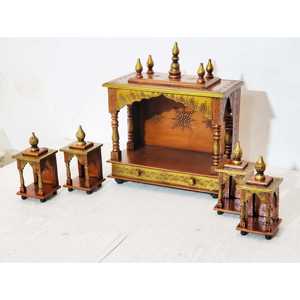 Templo Pooja Mandir de madera de 18 pulgadas con detalles de cobre para decoración del hogar - Product Image 3