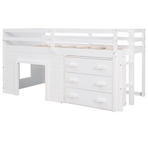 Letto a soppalco singolo con armadio bianco e mensola per bambini (vecchio SKU LP000501AAK) - Product Image 6
