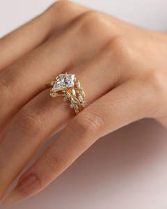 IGI/ Lab Grown Kite Cut Diamond Vintage 14k Jaune Mariage/Bague de fiançailles Unisexe Fine Or Blanc Anniversaire Fête Digne - Product Image 1