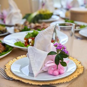 Assiette de présentation dorée et argentée élégante pour la décoration de table de mariage et de réception - Product Image 3