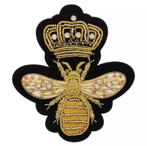 Handmade Embroidered Custom Made Bullion Wire Royal <b>Crown</b> Patches 3D Embroidery Golden &<b>Silver</b> Fashion Badges For Uniform - Product Image 1
