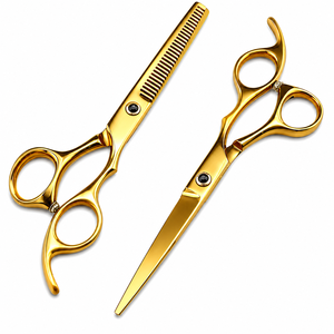 Ciseaux de coiffure dorés de 6 pouces pour coupe et effilage des cheveux, ensemble de ciseaux de barbier - Product Image 1
