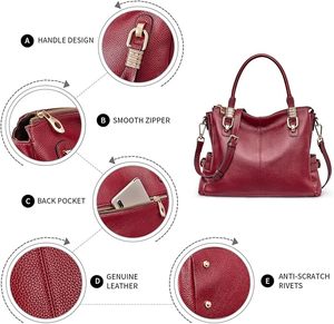 Elegante Bolso Tote Grande de Cuero Genuino Rojo para Dama, Bolso de Diseñador de Calidad con Logotipo, Disponible en Dos Tamaños, Precios al por Mayor - Product Image 5