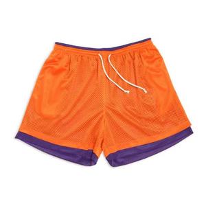 Pantalones Cortos Deportivos de Malla Naranja para Hombre, Cintura Elástica, Transpirables, Estilo Deportivo, Corte Medio con Ribete Azul y Blanco - Product Image 2