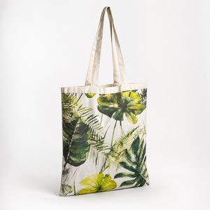 Custom Logo Tropical Print Cotton Beach Tote Bag 140 GSM 38x42 cm Reusable <b>Shopper</b> Wholesale OEM ODM Private Label Manufacturer - Product Image 4
