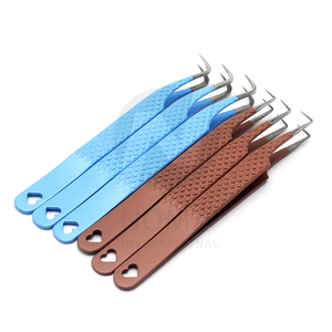 Pince à épiler professionnelle pour extensions de cils, marron, antidérapante, prise parfaite, pointe lisse, en acier inoxydable, antimagnétique - Product Image 4