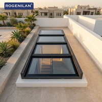Rogenilan - Fenêtre de toit rétractable double vitrage en aluminium, sur mesure, pour toit plat vertical, étanche, à ouverture superposée