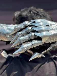 Medieval Knight Gauntlet <b>Silver</b> Plated Stainless Steel Armor <b>Glove</b> Antique Style Cast Metal Craft - Product Image 4