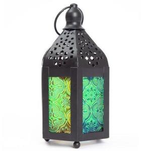 Lámpara Marroquí de Hierro y Vidrio con Diseño Elegante, Acabado Antiguo, Hecha a Mano, Personalizable, Portavelas para Té, Decoración Moderna para el Hogar - Product Image 1