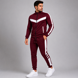 Survêtements sportifs blancs de haute qualité pour hommes, manches longues, fermeture éclair, blocs de couleur, poches latérales, respirants, coupe régulière, pour le printemps - Product Image 5