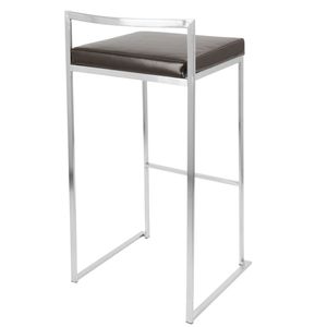 Contemporary Fuji Stackable Barstool by Fuji Set of 2 Brown Faux <b>Leather</b> Modern Style <b>Bar</b> <b>Stools</b> - Product Image 3