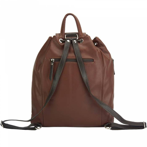 <b>Ladies</b> Leather <b>Backpack</b> Chocolate Brown Minimalist Design Flap Closure Adjustable Strap Travel Shoulder Bag - Product Image 2