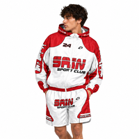 Ensemble de survêtement tendance deux pièces pour homme : veste coupe-vent zippée en nylon et polyester, style streetwear, et short léger coupe-vent