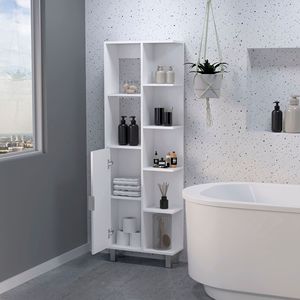 Armadio Bianco a 9 Ripiani per Biancheria e Stoccaggio in Bagno - Product Image 2