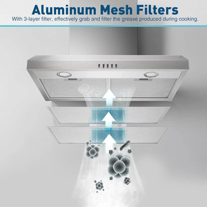 ชุดครัวใต้ตู้แบบมีฮูด 500C-F-M ขนาด 30 นิ้ว ทำจากสแตนเลส พร้อมระบบระบายอากาศและไฟ LED - Product Image 5