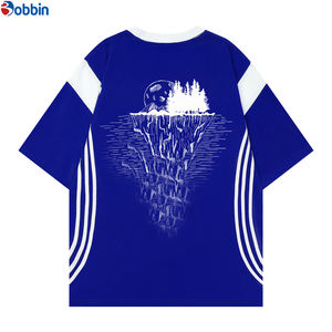 Customize Front Men's Plus Size T-<b>Shirt</b> Streetwear Contrast Stitch <b>Patchwork</b> Short Sleeve Regular Fit Unisex 100% Cotton - Product Image 6