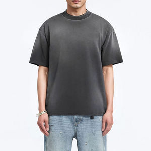 T-shirt homme personnalisé avec logo, effet délavé, en vente, produit tendance, respirant et confortable, col rond. - Product Image 4