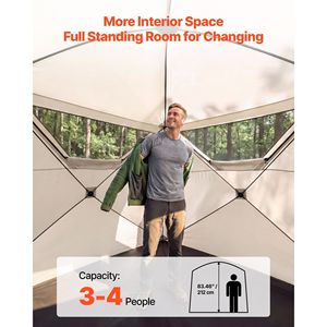 Tenda Cabina Pop-Up Istantanea per 4 Persone, Grandi Finestre a Rete, Montaggio Facile in 60 Secondi, Tenda Cabina Portatile Monostrato per Campeggio - Product Image 3