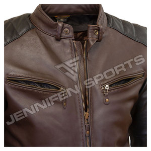 Veste en cuir de vache véritable pour hommes, design personnalisé bicolore, nouvelle collection, haute qualité, veste de moto - Product Image 4