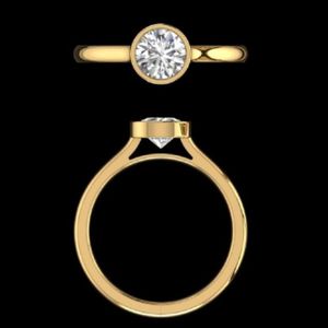 Elegante Anillo de Compromiso con Diamante Redondo en Oro Amarillo, Anillo de Boda Minimalista con Engaste de Bisel, Joyería Sofisticada - Product Image 1