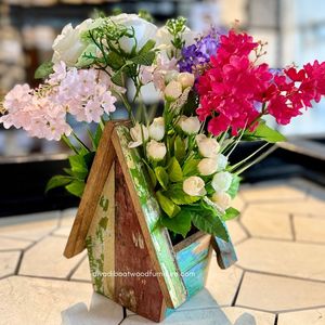 Macetas Decorativas Hechas a Mano para Jardín/Hogar con Diseño de Casa, de Madera Reciclada de Barco, Color Original, Venta al por Mayor - Product Image 6