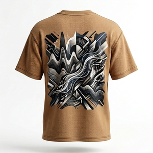 Camiseta de Manga Corta con Cuello Redondo y Tejido Waffle de Algodón para Hombre, Impresión por Transferencia de Calor, Antiencogimiento, Fabricante OEM, Ropa de Marca Privada - Product Image 2