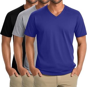 T-shirt homme classique col en V, couleur unie, coupe slim, manches courtes, confortable, haute qualité, vente en gros - Product Image 5