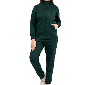 Conjunto deportivo de dos piezas de algodón cálido para mujer, para ropa informal de calle y atuendo de invierno. - Product Image 1