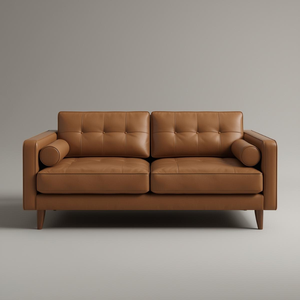 Canapé deux places en cuir véritable de luxe, dossier capitonné, fabrication vietnamienne en gros pour salon et mobilier de maison - Product Image 1