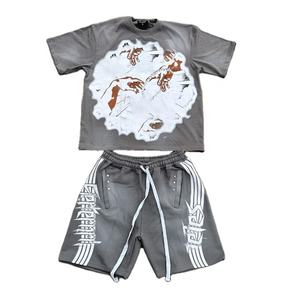 2025 impression personnalisée ajustement contraste grande taille grande taille 2 pièces ensembles séchage rapide Shorts survêtement personnalisé ensemble court hommes deux pièces costume - Product Image 2