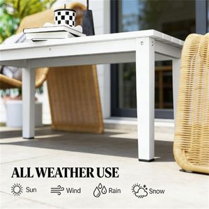 Tavolo Rettangolare Bianco da Esterno per Pranzo, Caffè o Uso in Terrazza e Giardino - Product Image 3