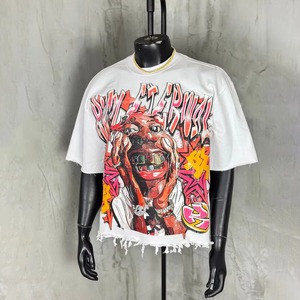 เสื้อยืดสตรีทแวร์ผ้าฝ้าย 100% คุณภาพสูง 280 แกรม พิมพ์ลายกราฟิกทรงโอเวอร์ไซส์ หนัก ทนทาน ซักย้อมสีแบบแอซิดวอช ตัดเย็บแบบครอป พิมพ์ลายตามสั่ง เสื้อยืดผู้ชาย - Product Image 5