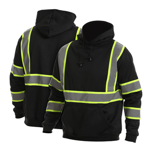 Vêtements de travail haute visibilité pour constructeurs, vêtements de sécurité réfléchissants pour hommes, sweat-shirt noir uni à rayures pour usage industriel - Product Image 2