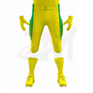 Ensemble d'uniformes de football américain personnalisés, jaune et vert, impression par sublimation, polyester respirant, équipement d'équipe pour hommes adultes - Product Image 4