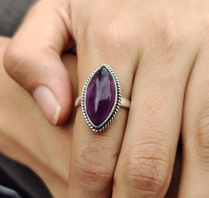 Purple Amethyst Marquise <b>Ring</b> Handmade Amethyst Gemstone <b>Ring</b> <b>Statement</b> <b>Ring</b> February Birthstone Jewelry Designer <b>Ring</b> - Product Image 3