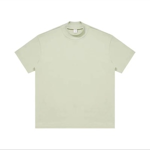320G Manufacturers' Custom Cotton High Neck <b>Tshirt</b> for Men 3XL Solid Drop Shoulder Heavy Weight Oversized Fit Blank T Shirt - Product Image 1