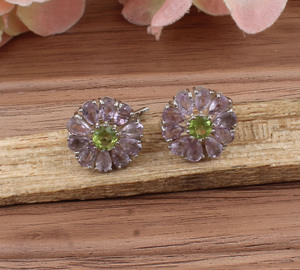 Natural Peridot Amethyst 925 <b>Sterling</b> <b>Silver</b> <b>Drop</b> <b>Earrings</b> Fine Jewelry Women Luxury Party Tarnish Free Wholesale - Product Image 3