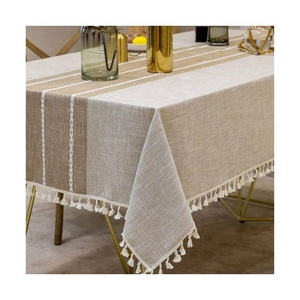 <b>Table</b> <b>Cloth</b> Bulk Supplier Christmas Embroidered Twin Tone Tasselled Wrinkle Free OEM Private Label Export - Product Image 2