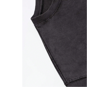 Camiseta Oversize Vintage de Algodón 100% Pesado, Transpirable, de Secado Rápido, con Hombros Caídos, Lavado Ácido, Negra, de Largo Extendido - Product Image 3