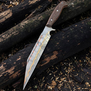 Couteau Seax en cuivre Damas forgé à la main, édition limitée 2026 |   Couteau de 10 pouces avec manche en bois, couteaux médiévaux et vikings - Product Image 6