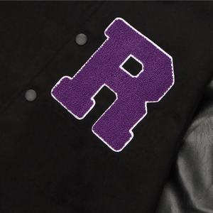 แจ็กเก็ตฤดูหนาวสำหรับผู้ชายเสื้อแข่งปักโลโก้ตามสั่งไซส์พิเศษผ้าขนสัตว์มีแขนเสื้อหนังแท้ - Product Image 3